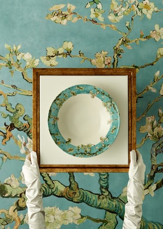 Van Gogh Almond Blossom Porselen Salata Kasesi Turkuaz (29 cm)