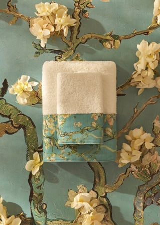 %100 Pamuk Van Gogh Almond Blossom Yüz Havlusu Turkuaz (50x90 cm)