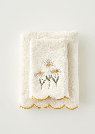 Daisy Scallop Kenar El Havlusu Bej (30x50 cm)