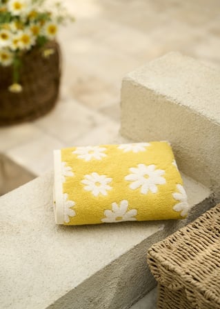 %100 Pamuk Daisy Jakarlı El Havlusu Sarı (30x50 cm)