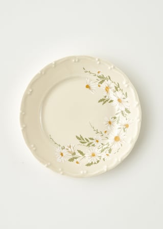 Daisy Porselen 6'lı Pasta Tabağı Krem (20 cm)