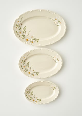 Daisy Porselen Sunum Tabağı Krem (20 cm)