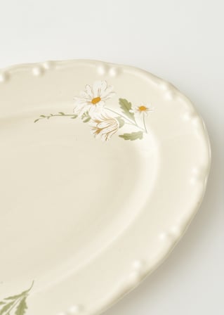 Daisy Porselen Sunum Tabağı Krem (25 cm)