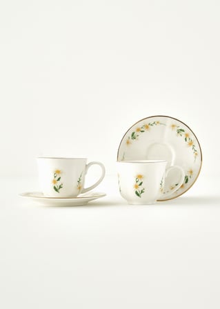 Daisy 2'li Çay Fincanı Seti Krem (200 cc)