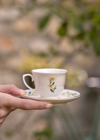 Daisy 2'li Kahve Fincanı Seti Krem (90 cc)