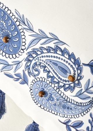 Paisley Boncuklu Kırlent Kılıfı Mavi (35x50 cm)