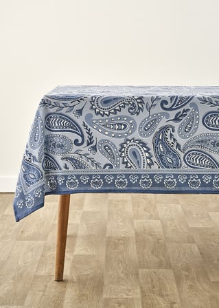 Paisley Baskılı Masa Örtüsü Mavi (150x250 cm)