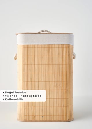 Natura Bambu 3'lü Çamaşır Sepeti Seti Naturel