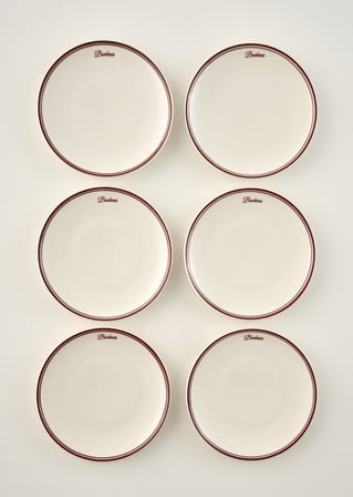 Bonheur Porselen 6'lı Pasta Tabağı Seti Bordo (21 cm)