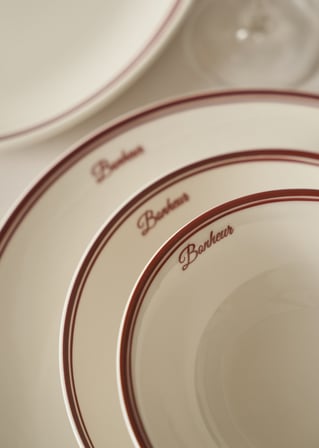 Bonheur Porselen 24 Parça 6 Kişilik Yemek Takımı Bordo