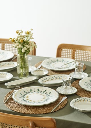 Adelina Stoneware 52 Parça 12 Kişilik Kahvaltı Takımı Yeşil