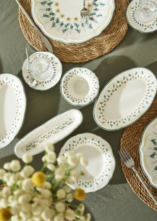 Adelina Stoneware 52 Parça 12 Kişilik Kahvaltı Takımı Yeşil