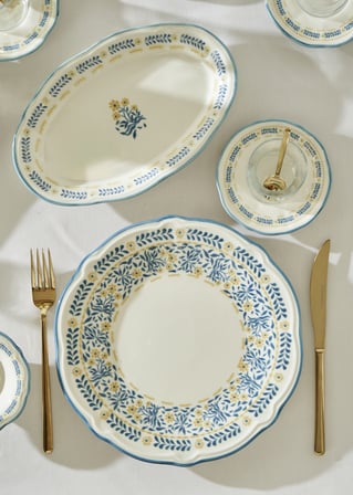 Liana Stoneware 52 Parça 12 Kişilik Kahvaltı Takımı Mavi