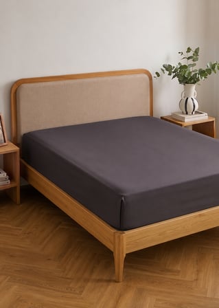 %100 Pamuk Saten Çift Kişilik Lastikli Çarşaf Seti Antrasit (160x200x35 cm)