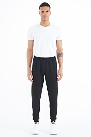 Siyah Yan Baskılı  Standart Kalıp Jogger Erkek Eşofman Alt - 84915 | S