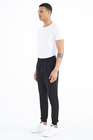 Siyah Yan Baskılı  Standart Kalıp Jogger Erkek Eşofman Alt - 84915 | S