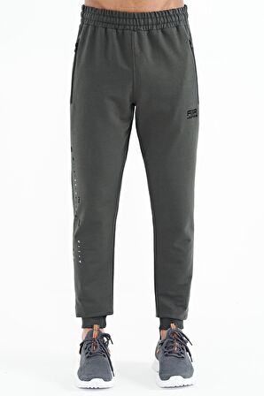 Haki Yazı Nakışlı Standart Kalıp Jogger Erkek Eşofman Alt - 84909 | M