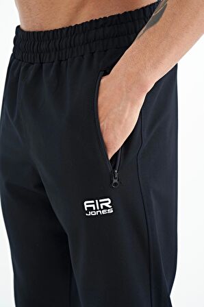 Lacivert Yazı Nakışlı Standart Kalıp Jogger Erkek Eşofman Alt - 84909 | S