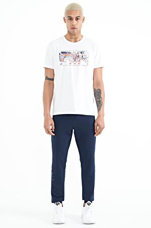 İndigo Yazı Nakışlı Standart Kalıp Jogger Erkek Eşofman Alt - 84909 | M