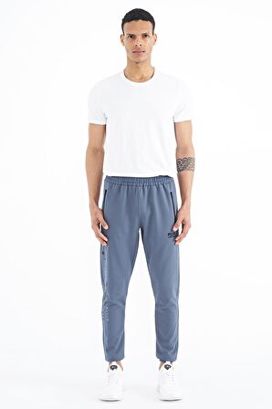 Petrol Yazı Nakışlı Standart Kalıp Jogger Erkek Eşofman Alt - 84909 | S