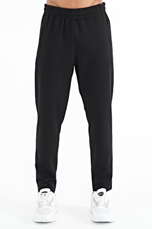 Siyah Bağcıklı Fermuar Cepli Jogger Erkek Eşofman Alt - 84952 | L