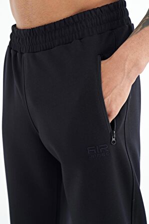 Lacivert Bağcıklı Fermuar Cepli Jogger Erkek Eşofman Alt - 84952 | XXL