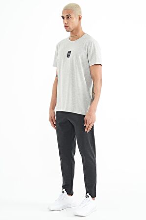 Antrasit Melanj Bağcıklı Fermuar Cepli Jogger Erkek Eşofman Alt - 84952 | XL
