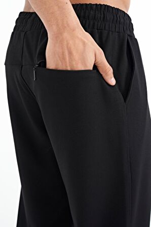 Siyah Bağcıklı Logo Nakışlı Erkek Eşofman Alt - 84951 | XL