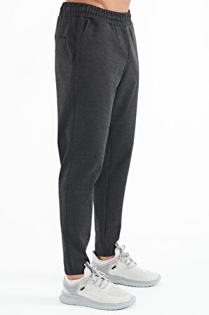 Antrasit Melanj Bağcıklı Logo Nakışlı Erkek Eşofman Alt - 84951 | S