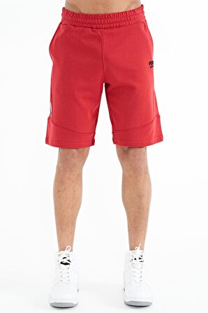 Kırmızı Baskılı Detaylı Bağcıklı Erkek Şort - 81246 | L