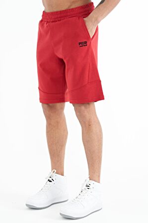 Kırmızı Baskılı Detaylı Bağcıklı Erkek Şort - 81246 | L