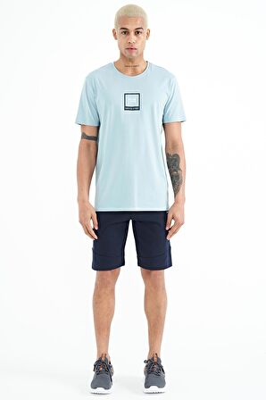 İndigo Baskılı Detaylı Bağcıklı Erkek Şort - 81246 | S