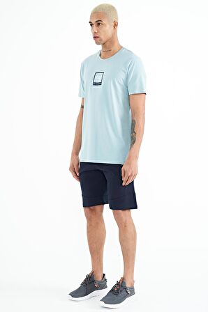 İndigo Baskılı Detaylı Bağcıklı Erkek Şort - 81246 | S