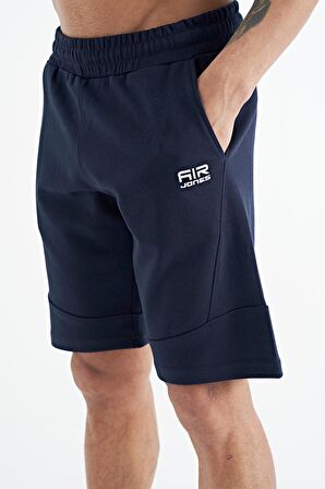 İndigo Baskılı Detaylı Bağcıklı Erkek Şort - 81246 | S