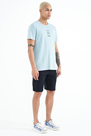 Lacivert Yan Baskılı Bağcıklı Standart Kalıp Erkek Şort - 81245 | M