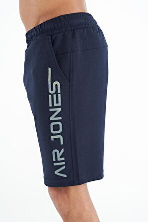 İndigo Yan Baskılı Bağcıklı Standart Kalıp Erkek Şort - 81245 | S