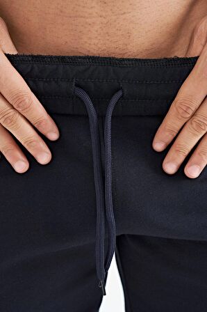 Lacivert Fermuar Cepli Baskılı Standart Kalıp Erkek Şort - 81243 | S