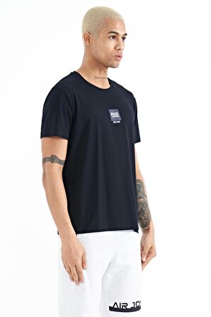 Lacivert Minimal Baskılı O Yaka Standart Kalıp Erkek T-Shirt - 88210 | M