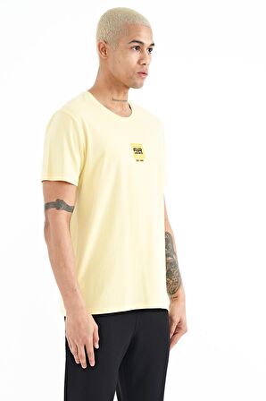 Sarı Minimal Baskılı O Yaka Standart Kalıp Erkek T-Shirt - 88210 | XXL