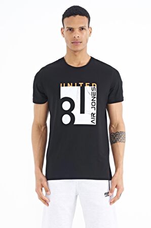 Siyah Ön Baskılı O Yaka Standart Kalıp Erkek T-Shirt - 88220 | M