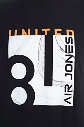 Siyah Ön Baskılı O Yaka Standart Kalıp Erkek T-Shirt - 88220 | M