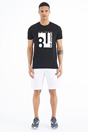 Siyah Ön Baskılı O Yaka Standart Kalıp Erkek T-Shirt - 88220 | M