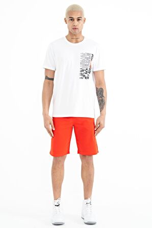Beyaz Minimal Yazı Baskılı O Yaka Standart Kalıp Erkek T-Shirt - 88208 | L