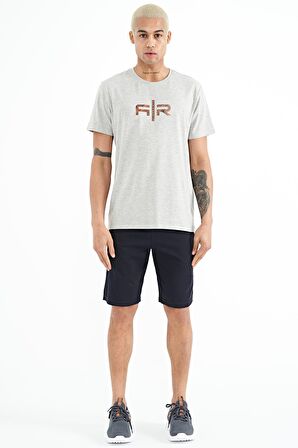 Gri Melanj Yazı Baskılı O Yaka Standart Kalıp Erkek T-Shirt - 88206 | L