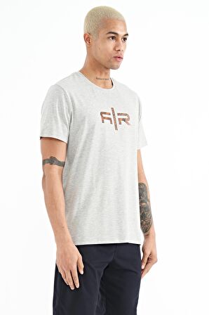 Gri Melanj Yazı Baskılı O Yaka Standart Kalıp Erkek T-Shirt - 88206 | L