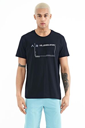 Lacivert Yazı Baskılı Standart Kalıp O Yaka Erkek T-Shirt - 88228 | L