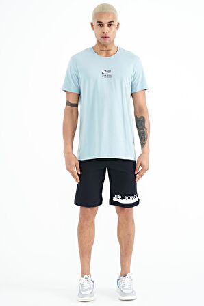 Açık Mavi Baskılı O Yaka Standart Kalıp Erkek T-Shirt - 88222 | L