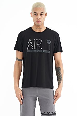 Siyah Yazı Baskılı O Yaka Standart Kalıp Erkek T-Shirt - 88209 | M