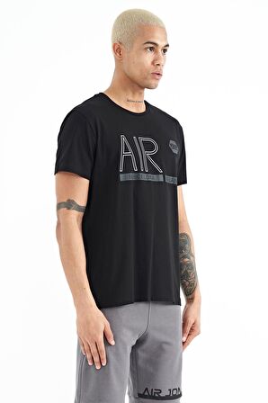 Siyah Yazı Baskılı O Yaka Standart Kalıp Erkek T-Shirt - 88209 | M