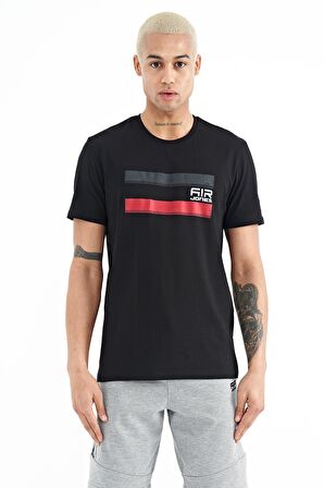 Siyah Baskılı Standart Kalıp O Yaka Erkek T-Shirt - 88217 | XL